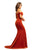 Johnathan Kayne - 9227 Off-Shoulder Plunging  Neck Velvet Mermaid Gown In Orange