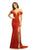 Johnathan Kayne - 9227 Off-Shoulder Plunging  Neck Velvet Mermaid Gown In Orange