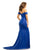 Johnathan Kayne - 9227 Off-Shoulder Plunging  Neck Velvet Mermaid Gown In Blue