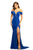 Johnathan Kayne - 9227 Off-Shoulder Plunging  Neck Velvet Mermaid Gown In Blue