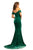 Johnathan Kayne - 9227 Off-Shoulder Plunging  Neck Velvet Mermaid Gown In Green
