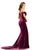 Johnathan Kayne - 9227 Off-Shoulder Plunging  Neck Velvet Mermaid Gown In Purple