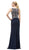 Dancing Queen - 9230 Bejeweled Illusion Scoop Prom Dress in Blue