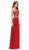 Dancing Queen - 9230 Bejeweled Illusion Scoop Prom Dress in Red