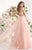 Tarik Ediz - MTE92323 Illusion Ornate Feathered Tulle Gown In Pink