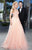 Tarik Ediz - MTE92323 Illusion Ornate Feathered Tulle Gown In Pink