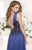 Tarik Ediz - MTE92326 Asymmetrical Leaf Detailed Tulle Gown In Blue
