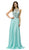 Dancing Queen - 9233 Jewel Adorned Illusion Chiffon Prom Dress In Blue