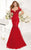 Tarik Ediz - Sexy Back Floral Accent Mermaid Gown 92347 in Red
