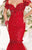 Tarik Ediz - Sexy Back Floral Accent Mermaid Gown 92347 in Red