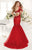Tarik Ediz - Sexy Back Floral Accent Mermaid Gown 92347 in Red
