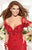 Tarik Ediz - Sexy Back Floral Accent Mermaid Gown 92347 in Red