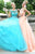 Tarik Ediz - Bateau Neckline Long Gown 92358 in Pink and Blue