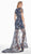 Ashley Lauren - 1442 Floral Sequined Dress with Slit In Multi-Color and Blue