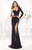 Tarik Ediz - mte92373 Illusion Asymmetrical Long Sleeve Gown In Black