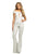 Johnathan Kayne - 9237 Illusion Cutout Off Shoulder Lace Jumpsuit In White
