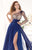 Tarik Ediz - MTE92389 Sequined Single Sleeve A-line Dress In Blue