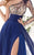 Tarik Ediz - MTE92389 Sequined Single Sleeve A-line Dress In Blue