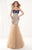 Tarik Ediz - MTE92390 Illusion Sweetheart Open Back Trumpet Gown In Navy and Neutral