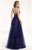 Tarik Ediz - mte92393 Crystal-Ornate Plunging Halter Gown In Blue