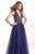 Tarik Ediz - mte92393 Crystal-Ornate Plunging Halter Gown In Blue