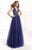 Tarik Ediz - mte92393 Crystal-Ornate Plunging Halter Gown In Blue