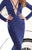 Tarik Ediz - Beaded Long Sleeve Strappy Illusion Gown  92409 in Blue