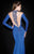 Tarik Ediz - Embellished Choker Illusion Long Gown 92423 in Blue