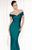 Tarik Ediz - Ruched Off-Shoulder Gown 92434 in Green