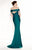 Tarik Ediz - Ruched Off-Shoulder Gown 92434 in Green