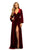 Johnathan Kayne - 9243 Deep V-neck Long Sleeve A-line Dress In Red