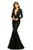 Johnathan Kayne - 9245 Long Sleeve Sequin Textured Mermaid Gown In Black