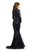 Johnathan Kayne - 9245 Long Sleeve Sequin Textured Mermaid Gown In Blue