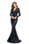 Johnathan Kayne - 9245 Long Sleeve Sequin Textured Mermaid Gown In Blue