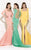 Tarik Ediz - Jewel Draped Gown 92469 in Pink and Green