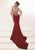 Tarik Ediz - Beaded Neckline Evening Gown 92470 in Red