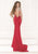 Tarik Ediz - Jeweled Asymmetric Neck Gown 92496 in Red