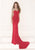 Tarik Ediz - Jeweled Asymmetric Neck Gown 92496 in Red