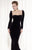 Tarik Ediz - Long Sleeve Velvet Gown 92508 in Black