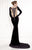 Tarik Ediz - Long Sleeve Velvet Gown 92508 in Black