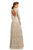 Johnathan Kayne - 9250 Queen Anne Long Sleeves Column Gown In Gray and Silver