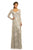 Johnathan Kayne - 9250 Queen Anne Long Sleeves Column Gown In Gray and Silver