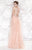 Tarik Ediz - Ruched Illusion Jewel Neck Gown  92517 in Orange