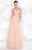 Tarik Ediz - Ruched Illusion Jewel Neck Gown  92517 in Orange