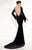 Tarik Ediz - Embellished Long Sleeves Gown 92519 in Black