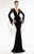 Tarik Ediz - Embellished Long Sleeves Gown 92519 in Black