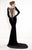 Tarik Ediz - Embellished Long Sleeves Gown 92521 in Black