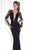Tarik Ediz - Sheer Cape Gown  92523 in Black