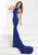 Tarik Ediz - Embellished Bateau Neck Gown 92524 in Blue