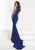 Tarik Ediz - Embellished Bateau Neck Gown 92524 in Blue